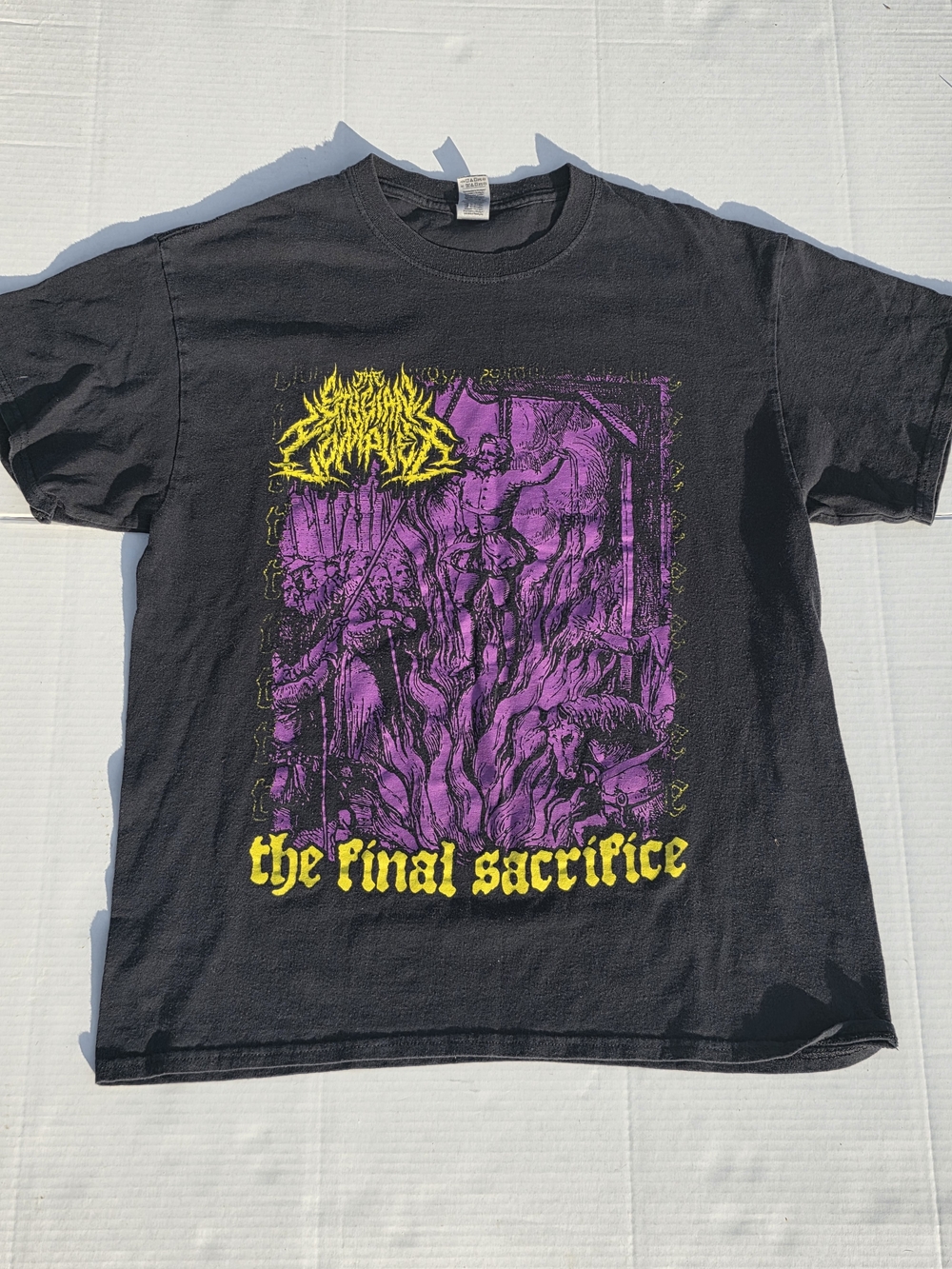 The Stygian Complex Black Short-Sleeve Tee Purple Graphic and Yellow Lettering